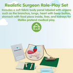 PlanToys Wooden Pretend Play Surgeon Set (3703) | Sustainably Made from Rubberwood and Non-Toxic Paints and Dyes﻿