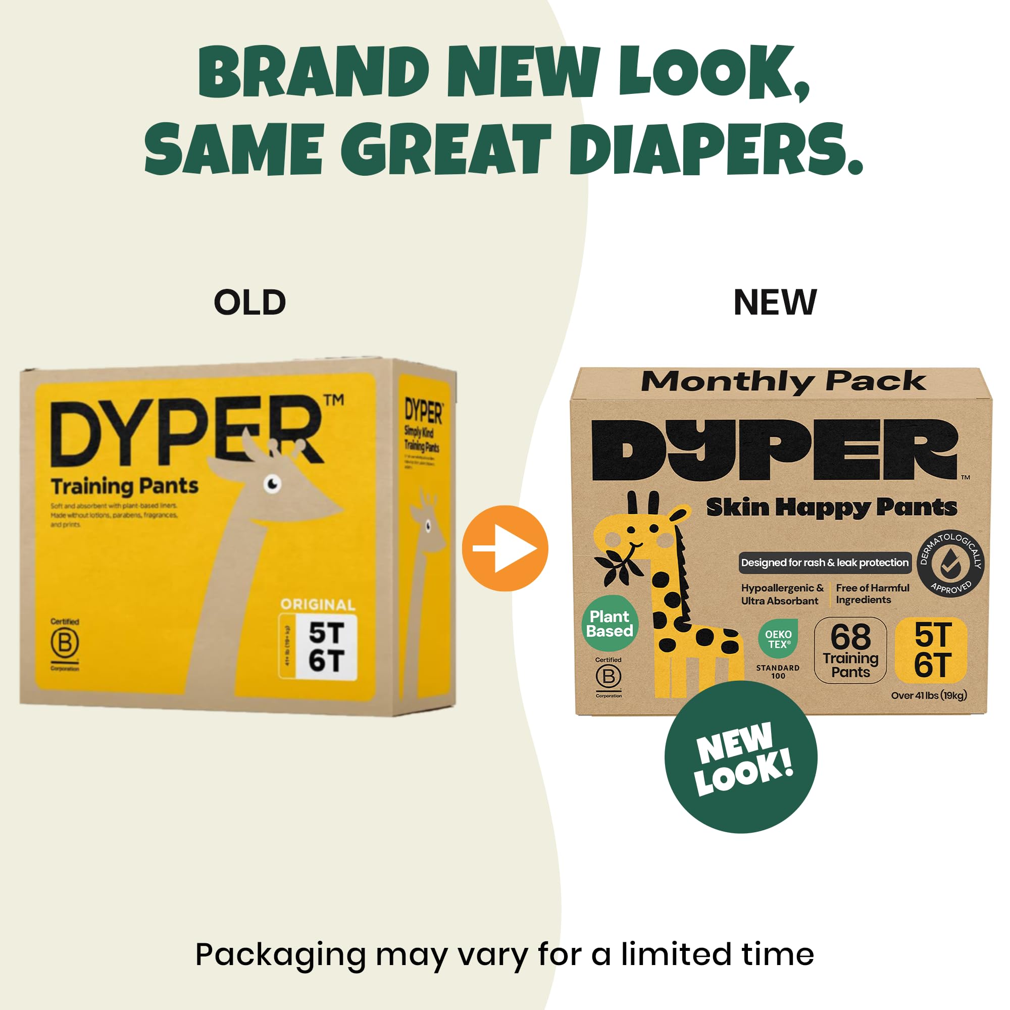 DYPER Toddler Training Pants 5T-6T for Boys & Girls Hypoallergenic,Unscented, Plant-Based & Perfect for Sensitive Skin, Leakproof Potty Training Pants for Day & Overnight Protection