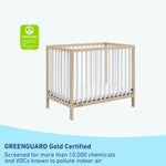 Graco Teddi 4-in-1 Convertible Mini Crib with Bonus Water-Resistant Mattress – GREENGUARD Gold Certified, 2.75-Inch Mattress Included, Small Spaces Crib, Easy 30-Minute Assembly (Natural and White)
