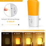 LOHAS Amber Night Light, Dimmable Plug in Yellow Night Light with Dusk to Dawn Sensor, Kids Night Lights for Bedroom, 5-80LM Suit for Nursery, Hallway, Stairway,Bedroom, Bathroom, 2Pack