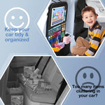 Oneyus Car Backseat Organizer with Table Tray((2-Pack)) 9 Storage Pockets Backseat Car Organizer and storage with Tablet Holder, Kick Mats Back Seat Cover for Kids family Road Trip Essentials Travel