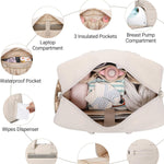Diaper Bag with Breast Pump Laptop Compartment, Puffer Quilted Tote Bag with Baby Changing Pad Stroller Buckle Straps