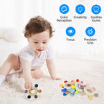 Arudyo Baby Teething Toys Silicone Teethers BPA Free Silicone Rudder with Wooden Ring Soothe Babies Gums (Gray)
