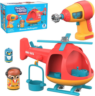Educational Insights Design & Drill Bolt Buddies Helicopter - Helicopter Toy for Kids with Real Electric Drill Toy, Take Apart Construction Toys and STEM Toys for 3 Year Old, Toddler Tool Set, Ages 3+