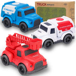 Toddler Toy Cars for 1 2 3 Year Old Boy, 3 in 1 Police Car Firetruck Toys and Ambulance for Toddlers, BPA Free, Phthalates Free, PVC, Outdoor Toys for Toddlers 2-4, Easter Birthday Gifts for Kids