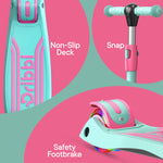 Dribbl 3-Wheel Kids Scooter - Lean-to-Steer Technology, Adjustable Height Handlebar, Wide Anti-Slip Deck, Scooter for Boys & Girls Ages 3+, Child Safety Approved, Support Riders Up to 165 lbs, Candy