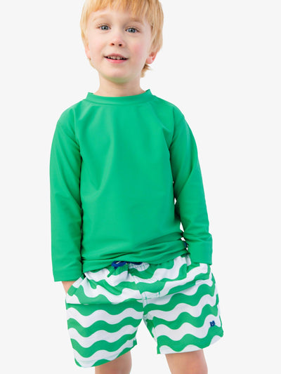 RUGGEDBUTTS® Baby/Toddler Boys Long Sleeve Rash Guard Swim Shirt w/UPF 50+ - Bright Green, 3-6m