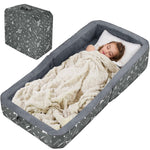 JOYWOO Toddler Floor Bed, Toddler Travel Bed for 3-6, Foldable Portable Toddler Bed for Home/Playing/Nap/Hotel, Kids Floor Bed with Washable Cloth Cover, Toddler Cots for Kids Sleeping, Charcoal