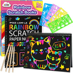 ZMLM Scratch Paper Art-Crafts Gift: 2 Pack Rainbow Notebooks Supplies Toys Easter Basket Stuffers for 3 4 5 6 7 8 9 10 Years Old Girls and Boys Kids Birthday Party Games (Pink)