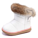 KVbabby Toddler boots Kids Snow Boots Girl's Warm Winter Boots Fur Lined Waterproof Boot PU Leather Non-slip,White,4.5 M US Toddler = Label 21