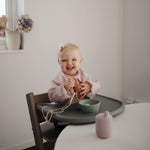 mushie Long Sleeve Baby Bib | Mess Free & Waterproof Fabric for Toddlers | Adjustable Fit for Ages 6-24 Months (Blush)