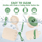 TYRY.HU 11Pcs BPA Free Kids Play Kitchen Accessories Toy, Silicone Pretend Play Food Sets,Cooking Toys Set with Pots & Pans,Pretend Cooking Toys, Montessori Learning Gifts for Toddlers 1-3,Green