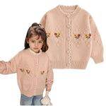 Simplee kids Toddler Sweater Little Girl Knitted Cardigan Flower Embroidery Coat for Spring and Fall Size 2-3 Years