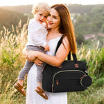 Tenot Diaper Bag Tote, Baby Bag Travel Diaper Tote Bag with Pacifier Case, Cute Maternity Hospital Baby Stylish Diaper Tote for Mom Dad Black