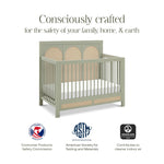 Namesake Eloise 4-in-1 Convertible Crib in French Sage Performance Sand Eco-Weave, GREENGUARD Gold Certified