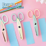 ANJOBIBI,Scissors for Crafting (2-Pack)-Decorative Pattern Edge Craft Scissors,Suitable for Fun DIY Scrapbooking Crafting Projects for Kids Adults (Beige+Pink)
