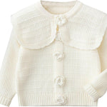 Toddler Girl Sweater Cardigan Knit Sweaters Long Sleeve Button Lapel Knitwear Embroidery Warm Outerwear Fall Winter Clothes