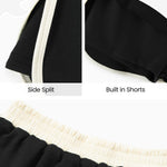 PATPAT Girls 2 Piece Outfits Size 7-8 Years, Black White Color Block Tshirts and Skorts Clothing Sets, Girls Summer Outfits, Trendy Clothes Skirt Sets Summer Clothes Lounge Sets