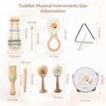 Baby Musical Instruments Set Wooden Montessori Musical Toys for Toddlers Neutral Colors Percussion Instruments Set with Modern Boho Xylophone Tambourine Educational Musical Toys for Preschool Kids