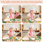 TYRY.HU 11Pcs BPA Free Kids Play Kitchen Accessories Toy, Silicone Pretend Play Food Sets,Cooking Toys Set with Pots & Pans,Pretend Cooking Toys, Montessori Learning Gifts for Toddlers 1-3,Green