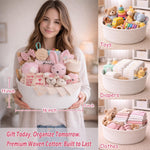 30-Piece Baby Girl Shower Gift Basket Set - Newborn Essentials, Large Pink Gift Basket With Rattle, Swaddle, Diaper Caddy Organizer