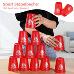 yeesport 24 Pcs Sport Stacking Cups, Sport Training Game for Challenge Competition, Plastic Stacking Cups, Classic Family Game for Kids and Adults, Blue+Red