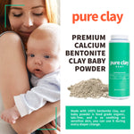 Bentonite Clay Baby Powder, Pure Calcium Bentonite Clay Food Grade Baby Powder for Sensitive Skin, Travel Size Baby Powder, Gentle Baby Skin Care