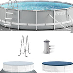 Intex 26701EH Prism Frame Premium Above Ground Swimming Pool Set: 10ft x 30in – Includes 330 GPH Cartridge Filter Pump – SuperTough Puncture Resistant – Rust Resistant – 1185 Gallon Capacity