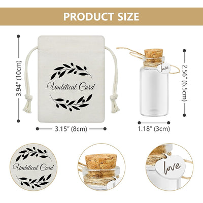Baby Umbilical Cord and First Haircut Keepsake Glass Bottle Gift Set, Jar for Umbilical Cord and Fetal Hair Storage and Memorial, Gift for Newborn Christening Baby Shower (Love)