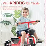KRIDDO Kids Tricycles Age 24 Month to 4 Years, Trike for 2.5 to 5 Year Old, Gift Tricycles for 2-4 Year Olds, Trikes for Toddlers, Red