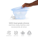 Ubbi Collapsible Microwave Steam Sterilizer for Baby Bottles, Breast Pump Accessories & Pacifiers, Reusable Silicone Steam Bag for Travel or Home Use, Fits Up to 5 Baby Bottles, Blue