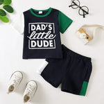 Kucnuzki Boys Clothes, Toddler Outfit with Short Sleeve Shirt & Denim Shorts, Summer Collection, 2-3 Year Old, Blackgreen-dad