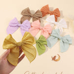 doboi 8PCS Baby Girls Hair Clips Fable Hair Bows Cotton Linen Bows for Girls Hair Accessories for Baby Toddlers Kids