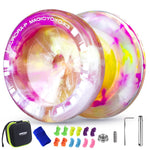 MAGICYOYO K3 Aurora-P Crystal Yoyo for Kids & Beginners, Responsive & Unresponsive Yo Yo with Finger Spin Design+Extra Bearing+12 Yo-yo Strings & Storage Bag, Great Gift for Boys Girls(Purple&White)