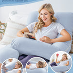 Meiz Pregnancy Pillow, Cooling Pregnancy Pillows for Sleeping, Maternity Pillow for Pregnant Women, Pregnancy Body Pillow with Cooling Jersey Cotton Cover, Blue