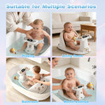 Baby Bath Seat for Babies 6 Months & Up - Bathtub Seats for Babies Sitting Up, Non-Slip,Smart Real-Time Temperature& 4 Suction Cups(Khaki)