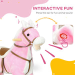 Qaba Rocking Horse with Sound, Ride on Horse with Saddle, Toddler Rocker, Gift for 3-8 Year Old, Pink