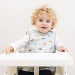 Tiny Twinkle Mess Proof Baby Bib - Waterproof Baby Apron - Machine Washable - PVC, BPA, & Phthalate Free - Great Travel Bib for Baby Eating - Baby Food Bibs (Dinosaur,Large 2-4 Years)