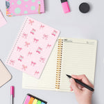 Xqumoi 2 Pack A5 Coquette Pink Bow Spiral Notebooks - Preppy Cute Ruled Journal Writing Notebooks Trendy Girly Gift for Girls Women Christmas Back to School Office Supplies