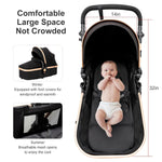 2 in 1 Baby Stroller with Bassinet, Reversible Convertible Infant Bassinet Stroller of One-Click Folding, Newborn Travel Strollers Toddler Standard Pram Carriage Lightweight (Black)