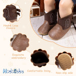 HsdsBebe Baby Boys Girls Western Cowboy Boots Infant Moccasins High Top Booties Toddler Soft Sole Non-Slip First Walker Crib Shoes(ZZY3166 Dark Brown,3)