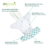 wegreeco Cloth Diapers 6 Pack with 6 Inserts & 1 Wet Bag, Washable Cloth Diapers for Babies, One Size Adjustable Reusable (Checkerboard)