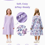 PATPAT Toddler Girl Floral Multipack Dresses 2 Pack Long Sleeve A-line Dress for Girl