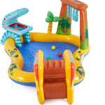 Intex Inflatable Dinosaur Play Center Outdoor Playhouse Inflatable Water Park with Kid Pool Slide, Water Sprayer, Waterfall, and 6 Balls, Multicolor