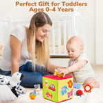 JoyCat Baby Toys 6-12 Months - Mystery Soft Box with 10 Sensory Objects, Rattle, Crinkle Paper, Mirror - What's Inside Box Infant Gifts, Soft Busy Toys 1-2 - Baby Easter Basket Stuffers Gifts
