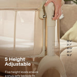 HARPPA Cuddly Baby Bassinet Bedside Sleeper, 3 in 1 Rocking Bassinet with Mattress and Soft Cover, Full Mesh Sides, 5 Height Adjustable with Wheels for Newborns, Beige