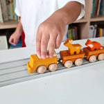 PlanToys® Cargo Train Wooden Montessori Vehicle Toy | Early Movement, Imagination and Practical Life Exploration | Eco Friendly Train Set with Cargo Blocks for Meaningful Play
