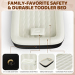 Abdtech Inflatable Toddler Travel Bed - 60 Inches Portable Toddler Air Mattress with Four Safety Sides - High-Speed Pump and Carry Bag - Comfortable Mattress & Easy to Inflate and Deflate - Black