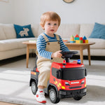 HONEY JOY Ride On Fire Truck, Licensed Scania Push Car for Toddlers, Light & Sound, Under-Seat Storage, No Power Foot-to-Floor Ride On Toy for Kids Boys Girls Gift (Red)