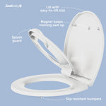 Quick Flip Toilet Seat with Built-In Potty & Splash Guard for Toddler Training, Slow Close - Jool Baby (Round)